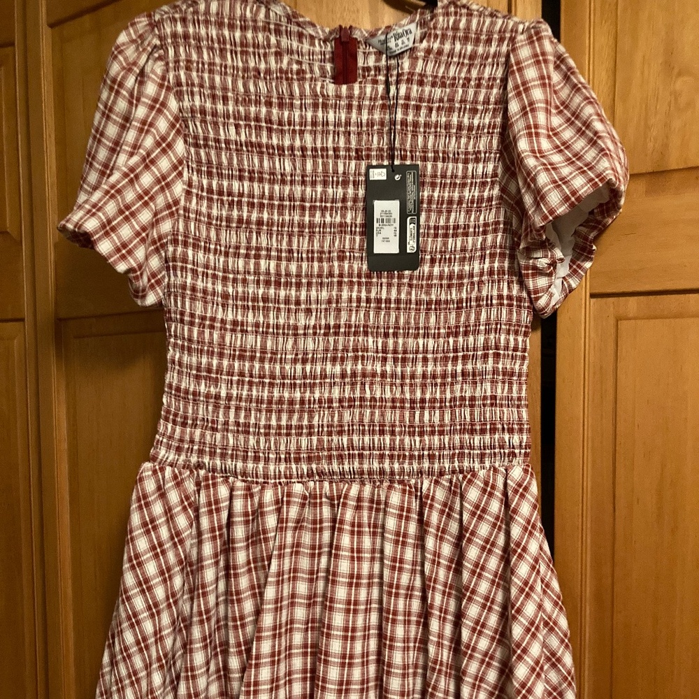 NWT Primark Burgundy Gingham dress